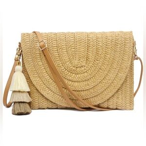Chic Woven Crossbody Bag in Tan
